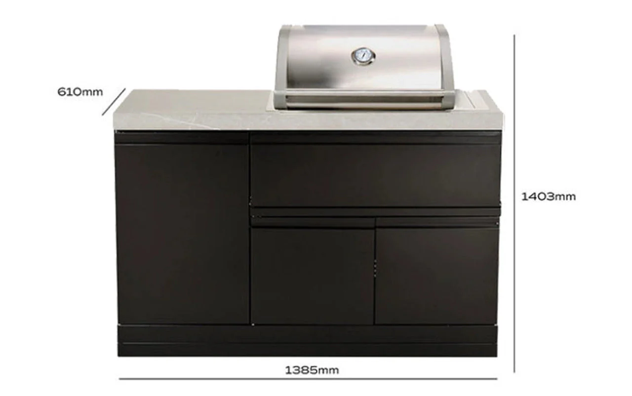 Crossray Mini Outdoor Kitchen with 2 Burner Gas BBQ with 208L Double Fridge - Image 7